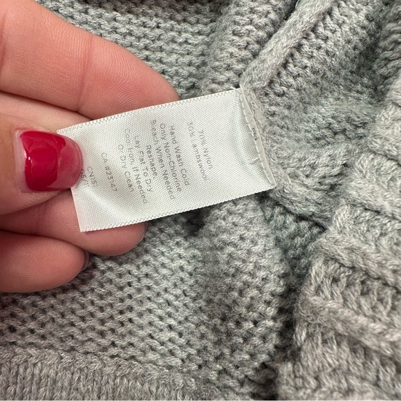 Talbots Gray Women's Cardigan Sweater open front shawl collar sz L wool blend - Picture 7 of 7